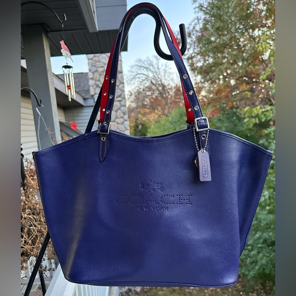 Coach Purple and Red Leather Women's Tote Bag - Vintage